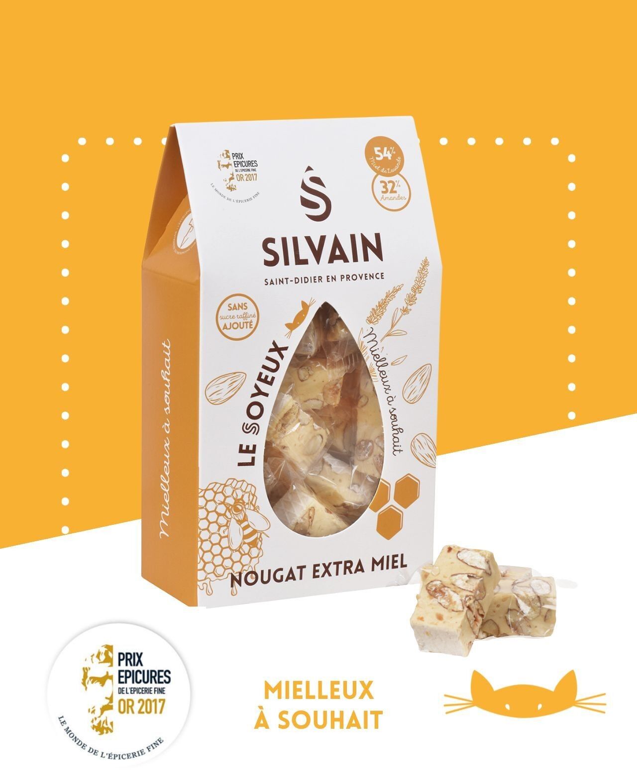 Le soyeux - Nougat blanc extra miel sachet 125g