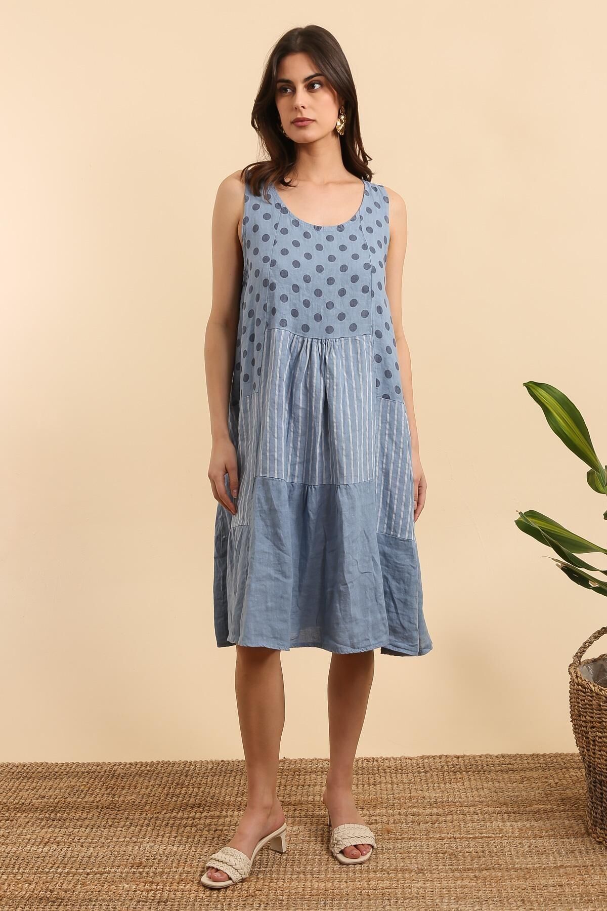 27003 Printed dress 100% linen