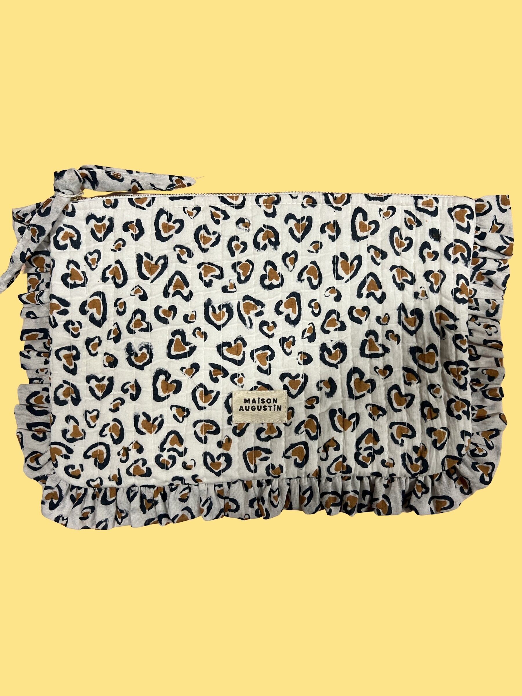 Große marineblaue Clutch mit Leopardenmuster