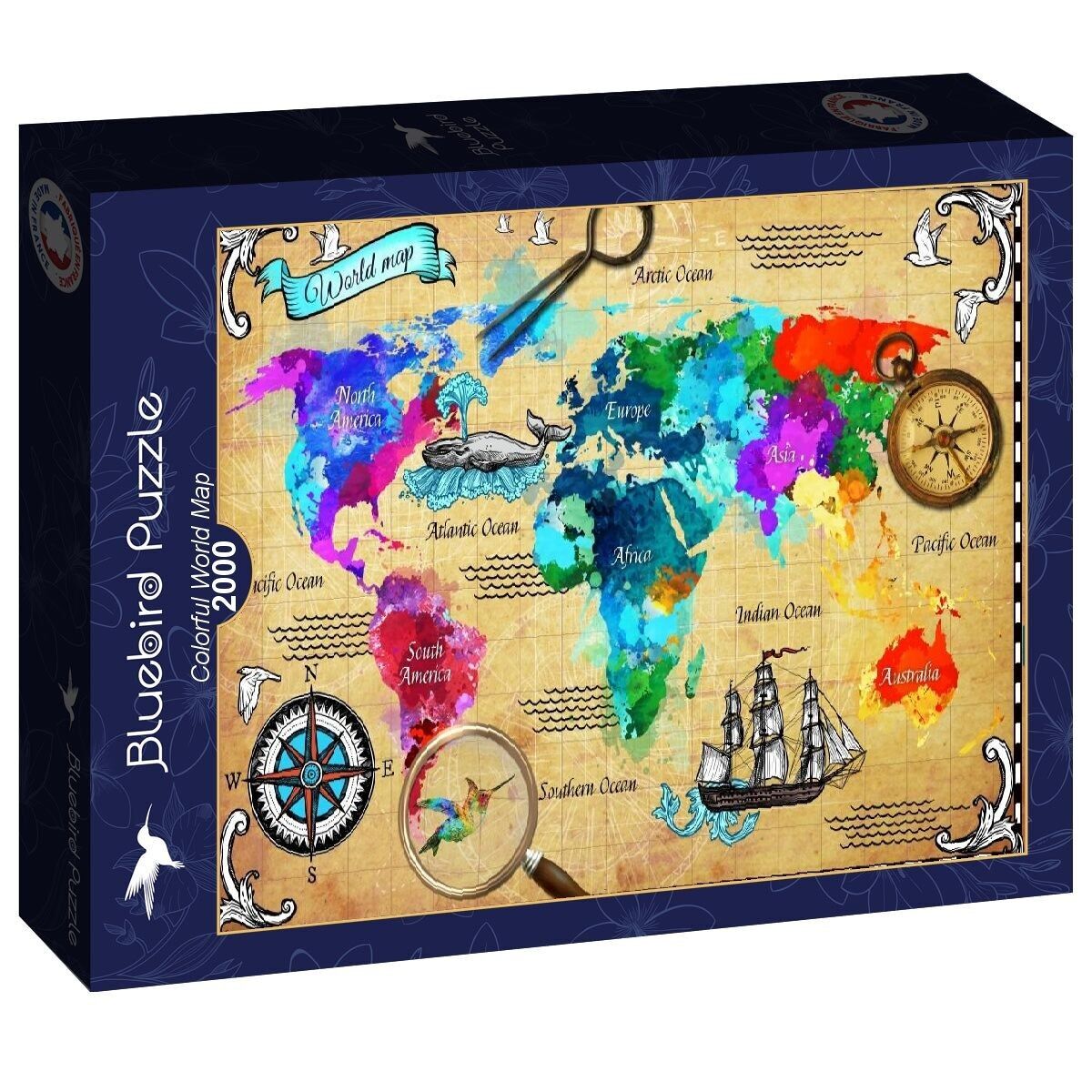 2000 Piece Puzzle - Colorful World Map