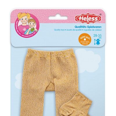 Doll tights with socks, gold, size. 28-35 cm