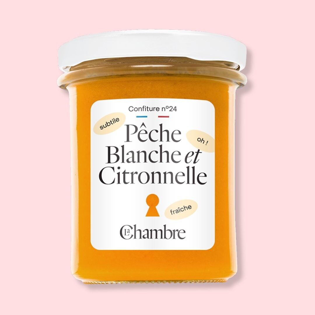 Confiture Pêche blanche Citronnelle Format: 200g