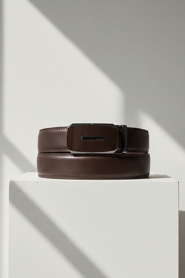 Ceinture automatique homme sans trous en croûte de cuir de vachette CAU35-4095