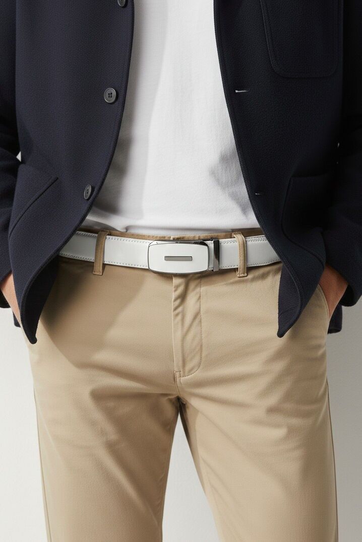 Ceinture automatique homme sans trous en croûte de cuir de vachette CAU35-4095