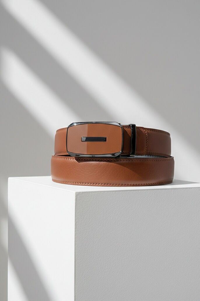 Ceinture automatique homme sans trous en croûte de cuir de vachette CAU35-4095