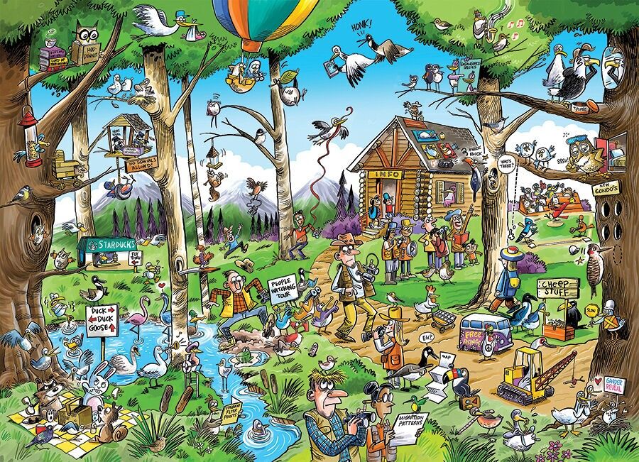 Buy wholesale 1000 Piece Puzzle - DoodleTown: Birdwatcher's Paradise