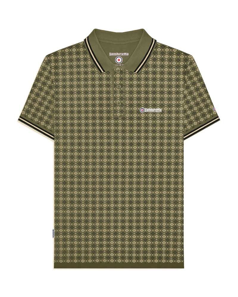 GEO AOP Polo Khaki. White SS26