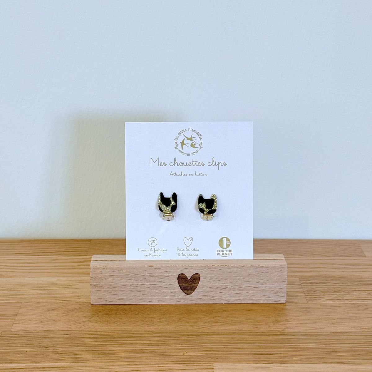 Glittery clip-on earrings - Cats