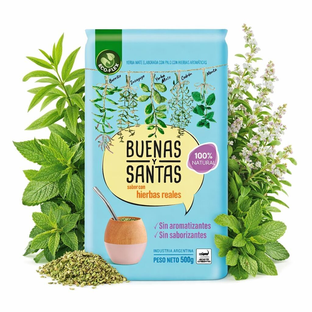 Yerba Mate Buenas y Santas 500g : infusion yerba maté aux herbes et rafraîchissante