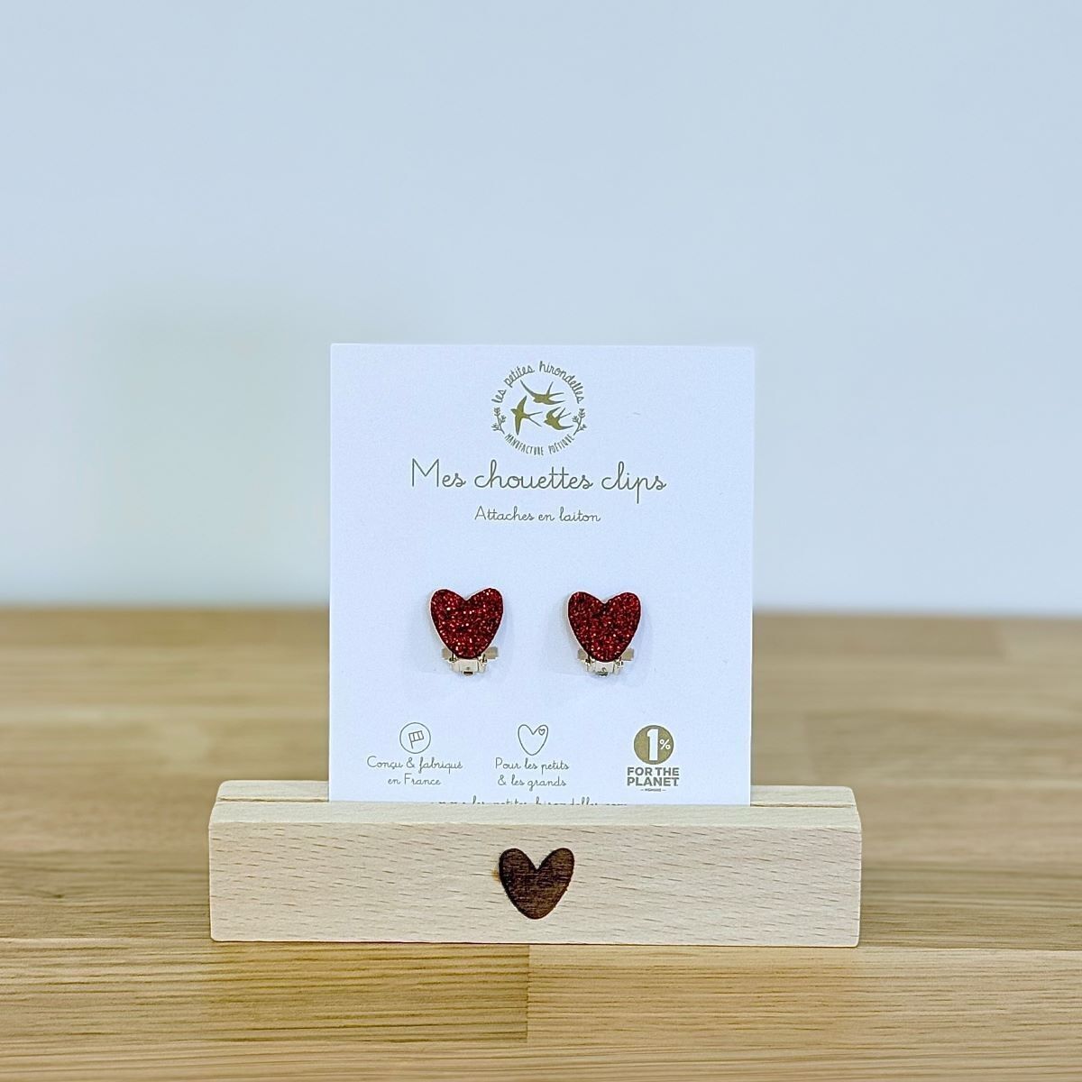 Boucles clips pailletées - Coeurs