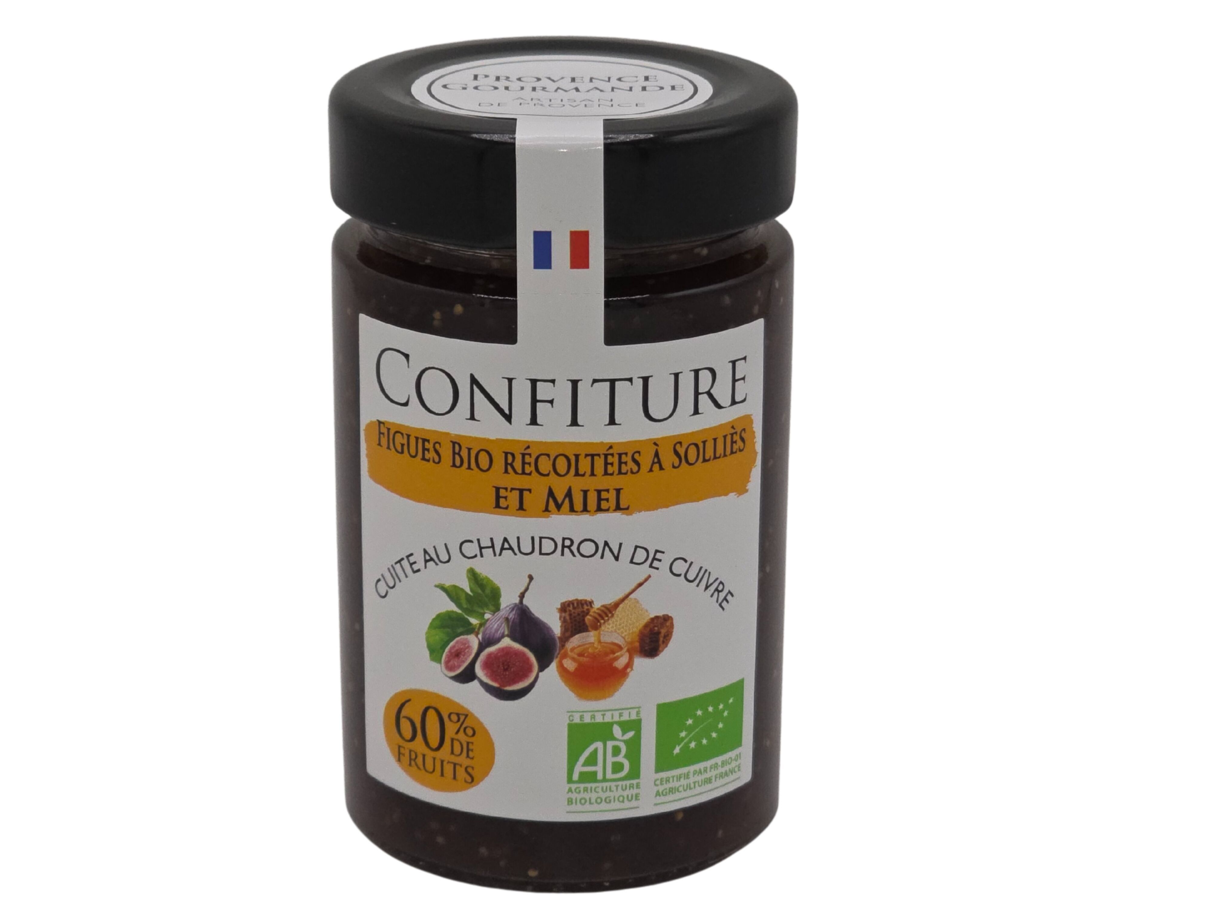 Organic fig jam made from figs harvested in Solliès and honey