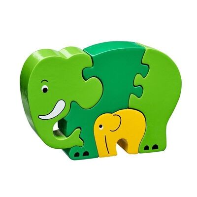 Puzzle con elefante verde e bebè