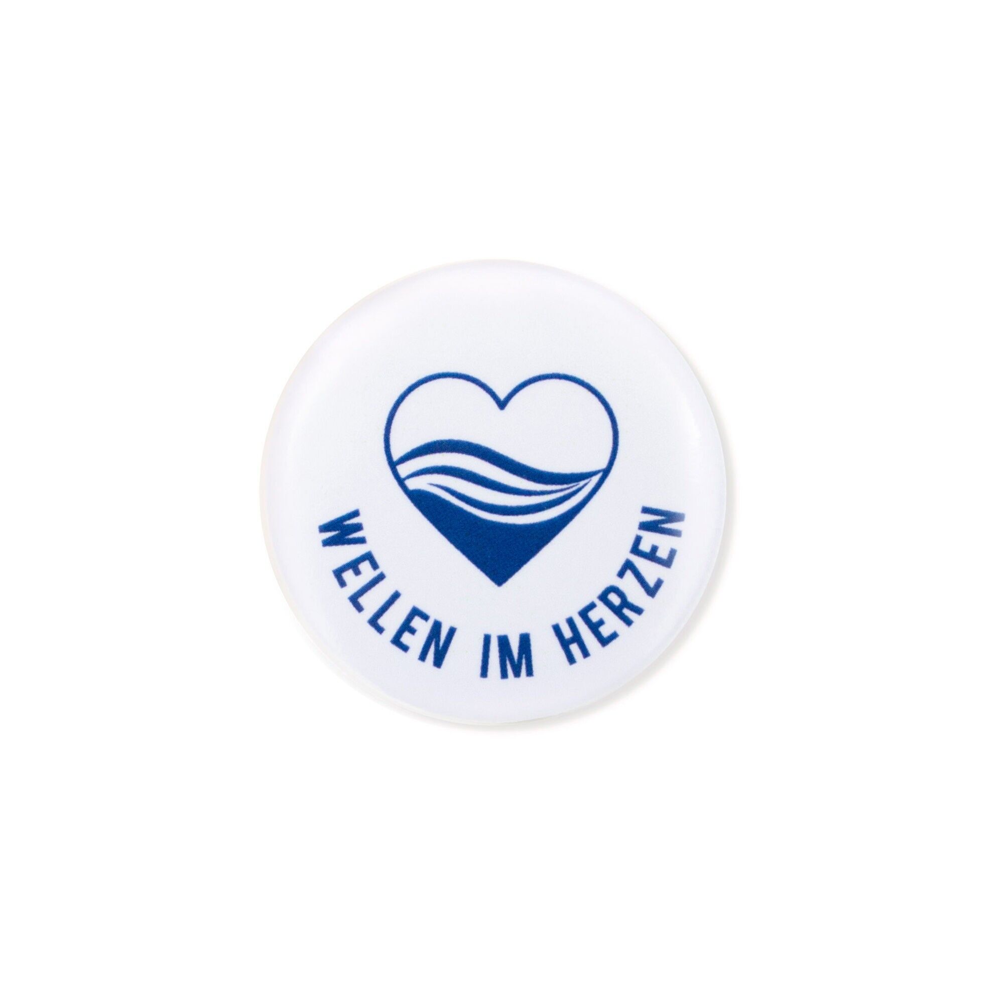 “Waves in the Heart” Magnet – Blue heart with sea motif – Ø 3.7 cm – Refrigerator & Whiteboard