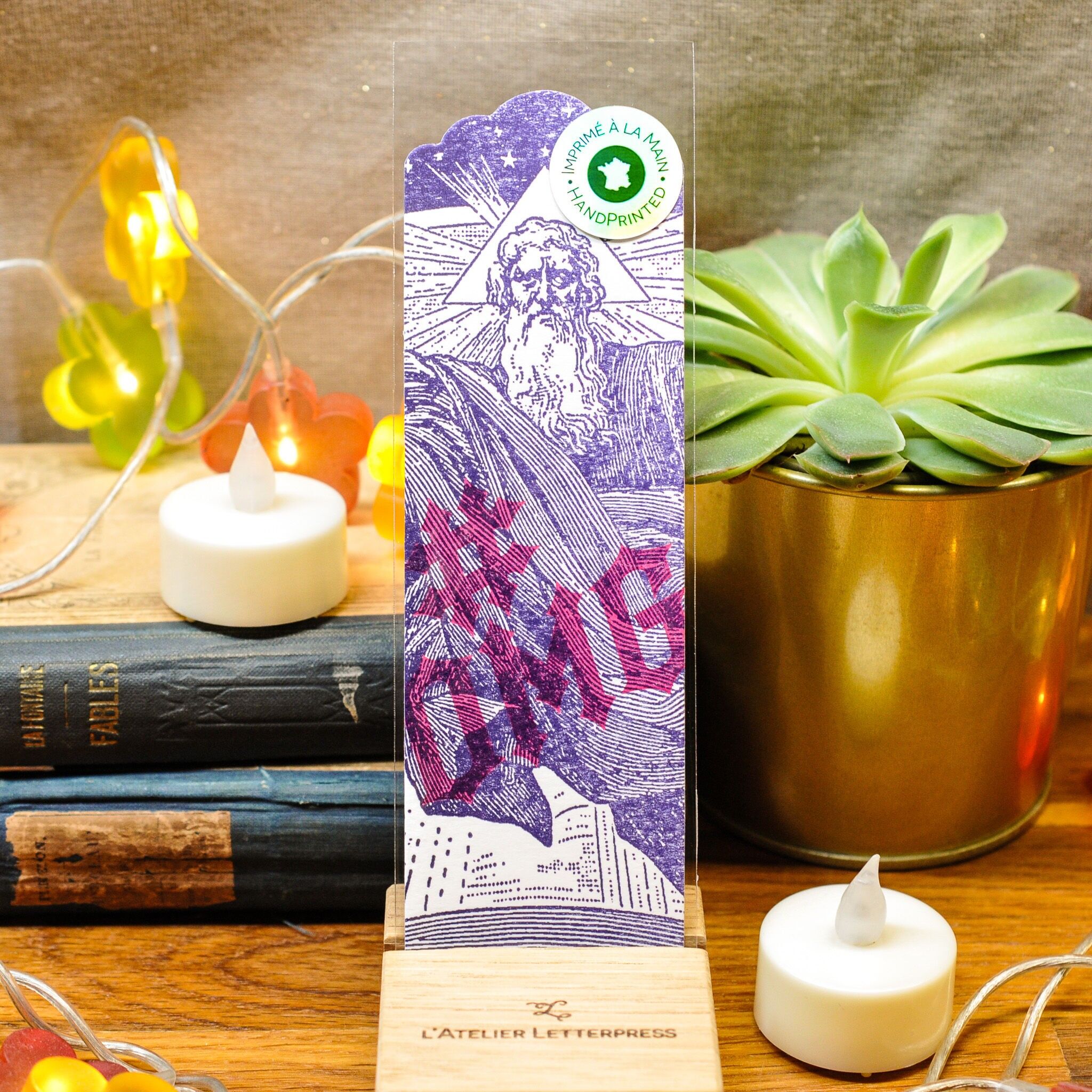 Letterpress bookmark #OMG vintage humor