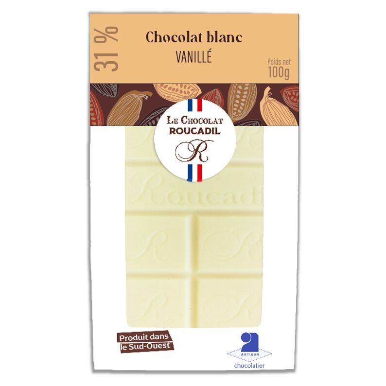 Tablette chocolat Blanc vanillé 31% - 100g