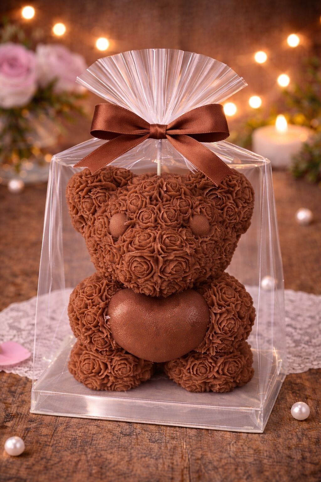 Bougie-Gros ours- parfumé-Marron