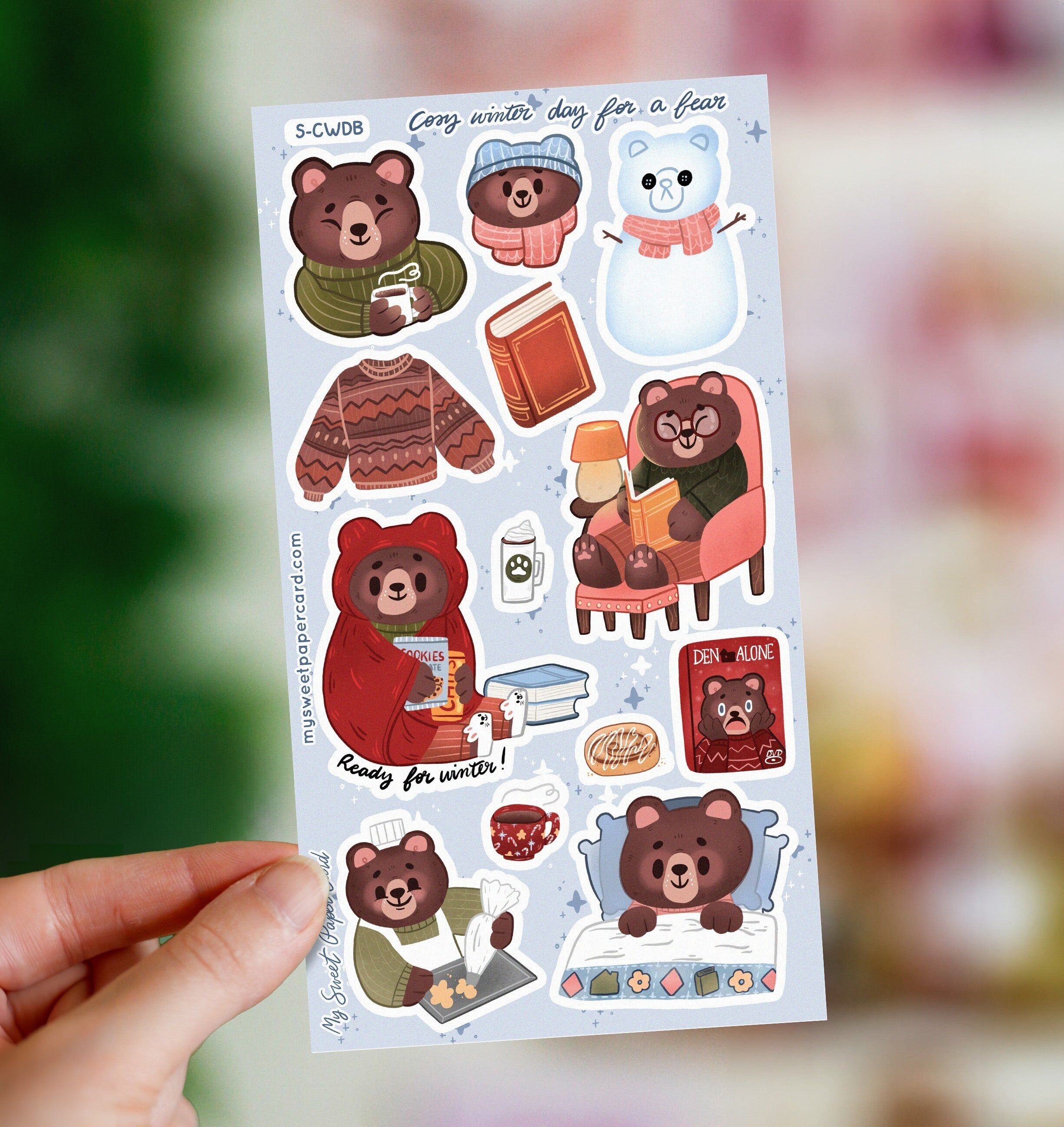 Cozy winter day for a bear - Winter planner stickers