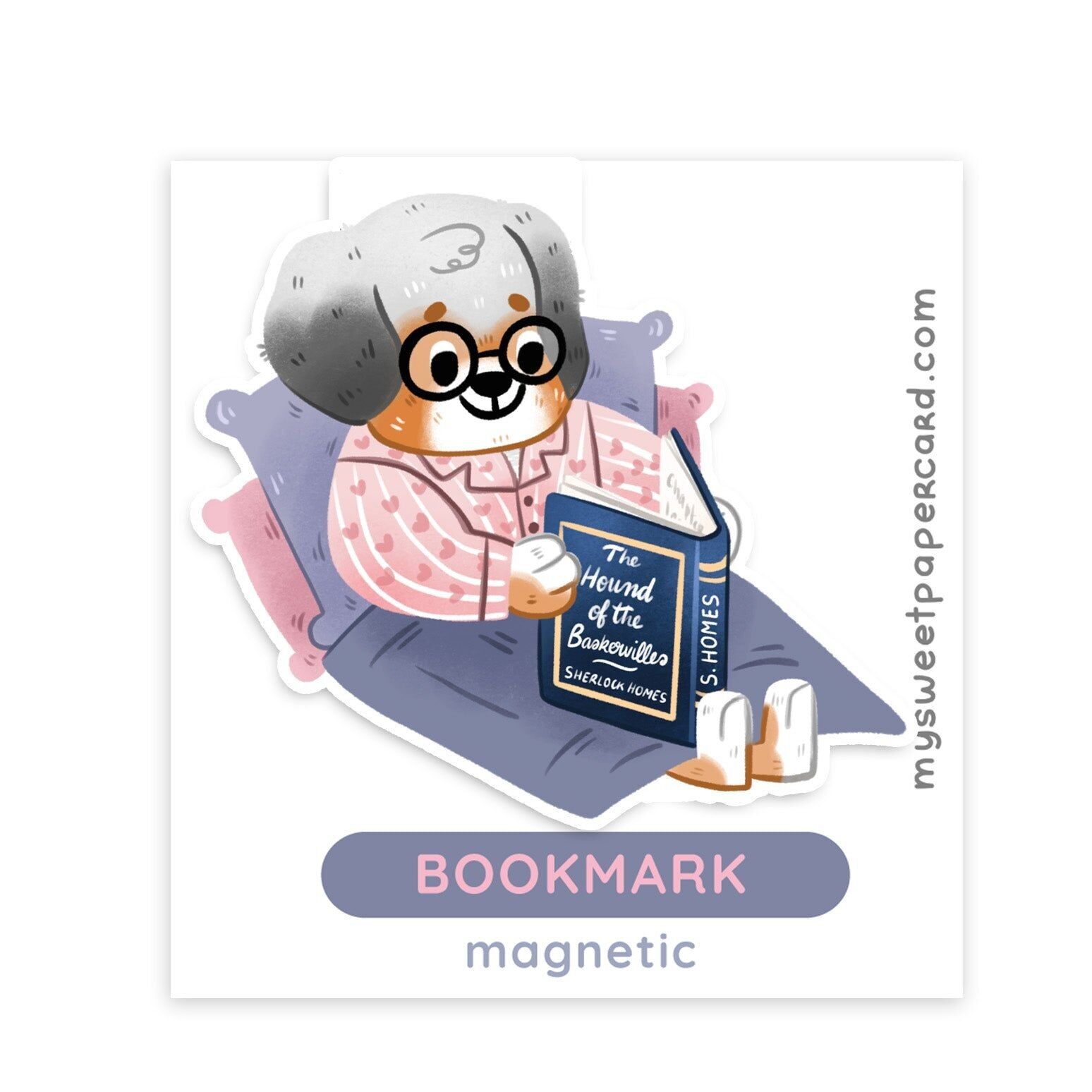 Dog reading time - Magnetic Bookmark