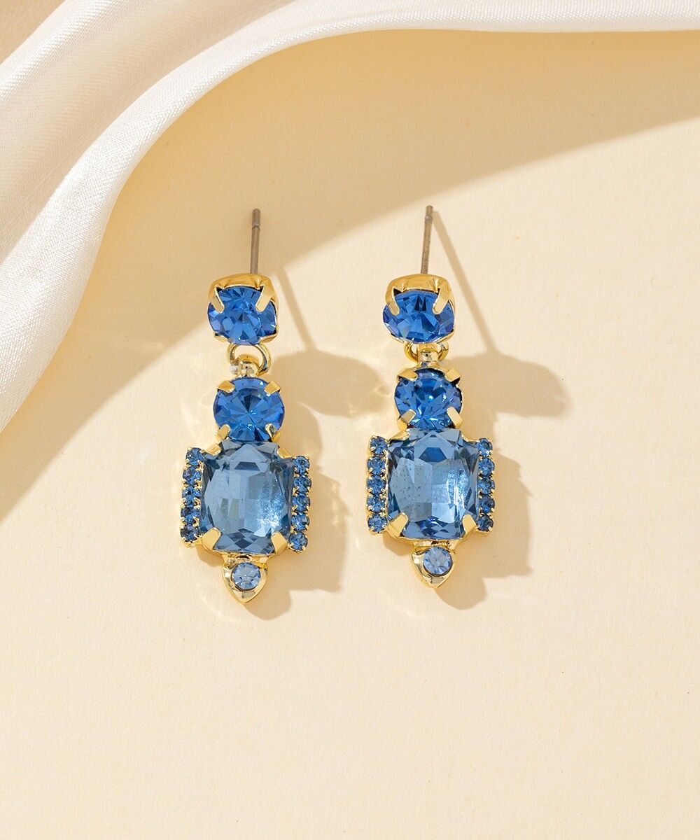Boucles d’oreilles à clou strass rectangle  – 26PEBOL008