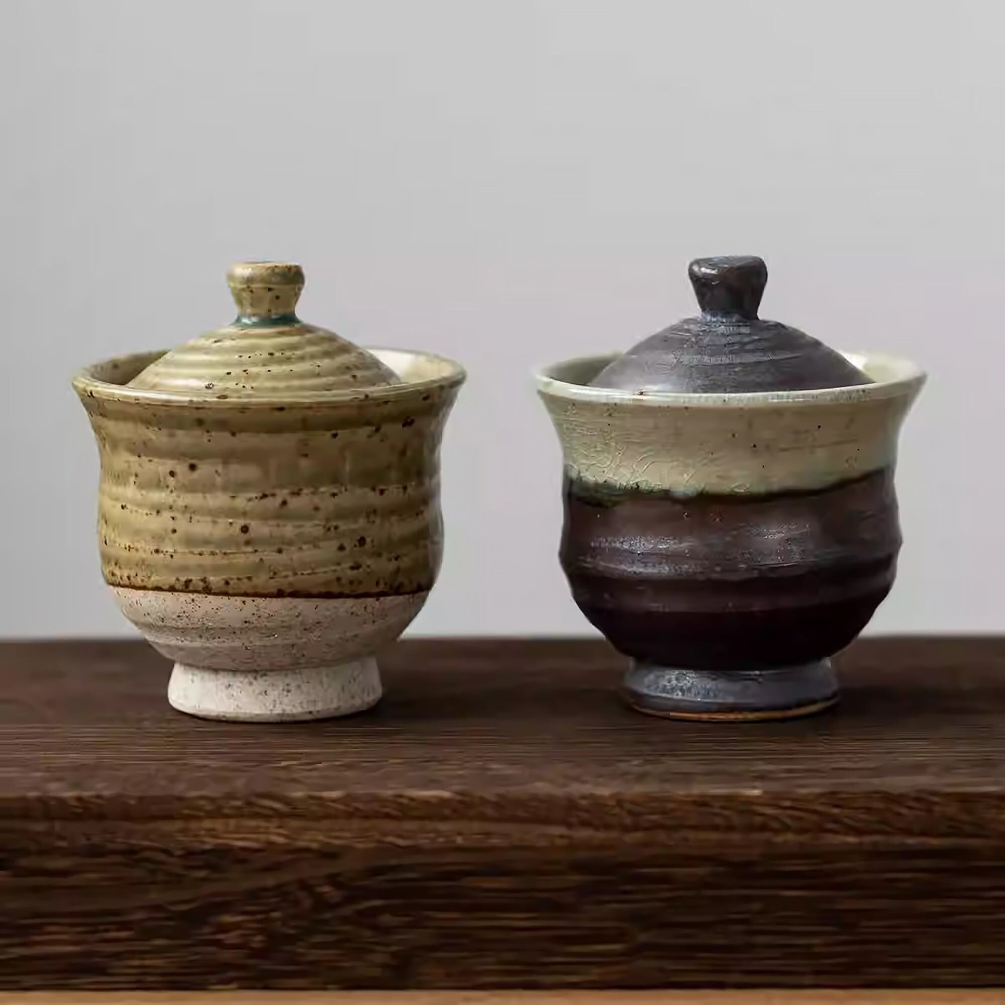 Setoyaki handcrafted stoneware teacup in the Iriyama style