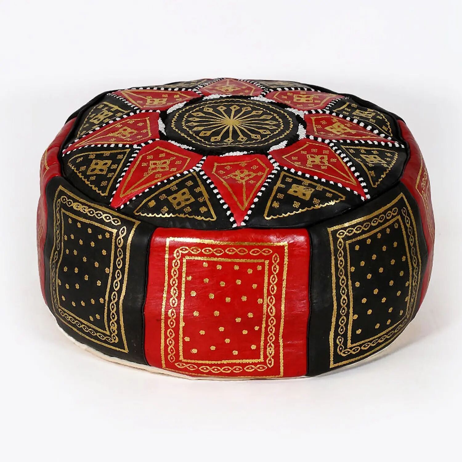 Handcrafted Moroccan Leather Pouf –  Artisan Ottoman