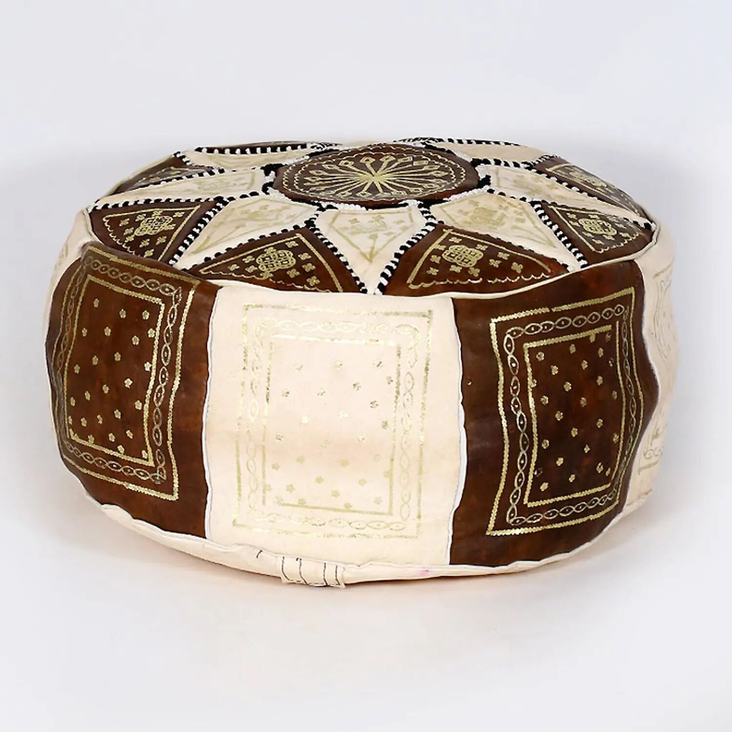 Handcrafted Moroccan Leather Pouf – Artisan Ottoman