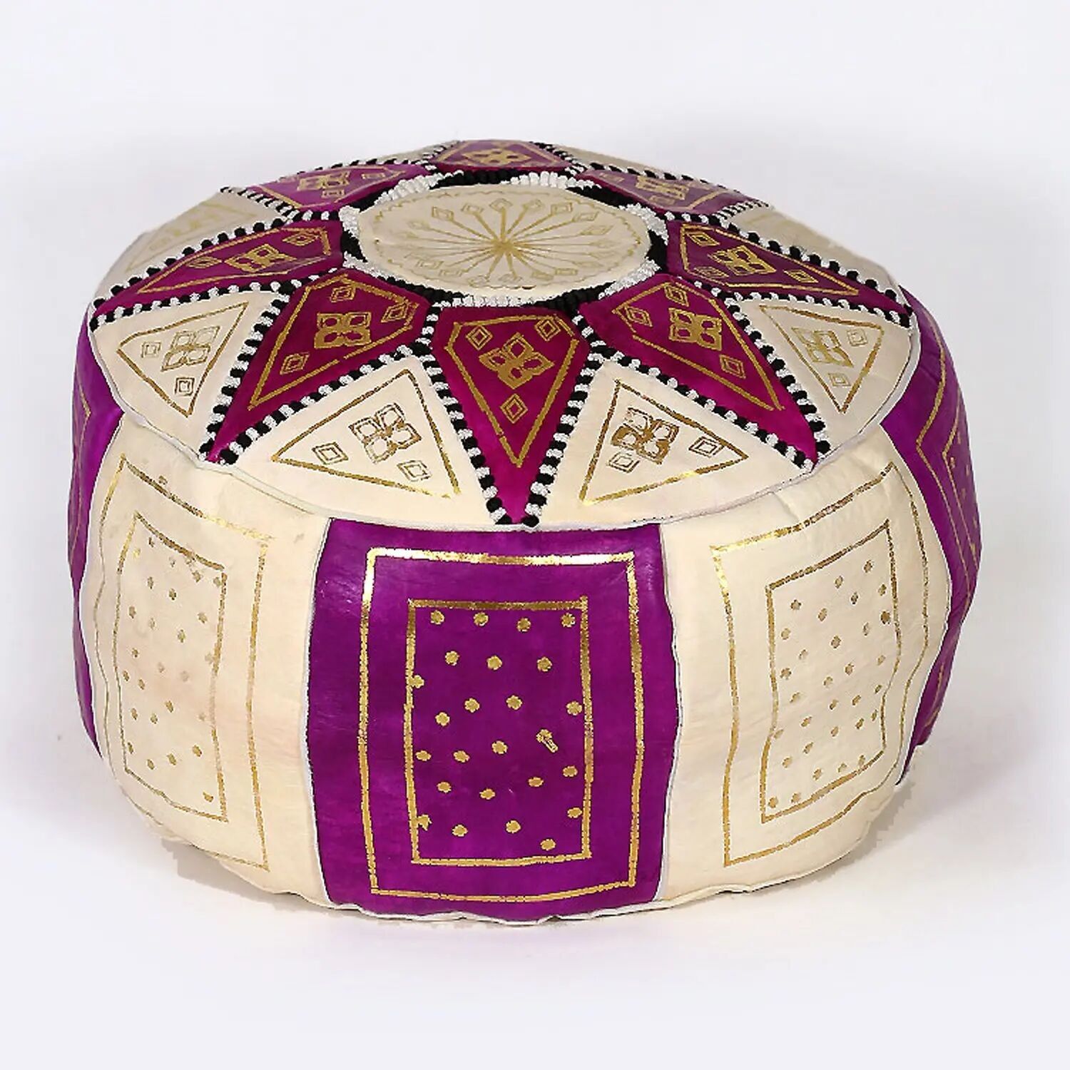 Handcrafted Moroccan Leather Pouf – Artisan Ottoman