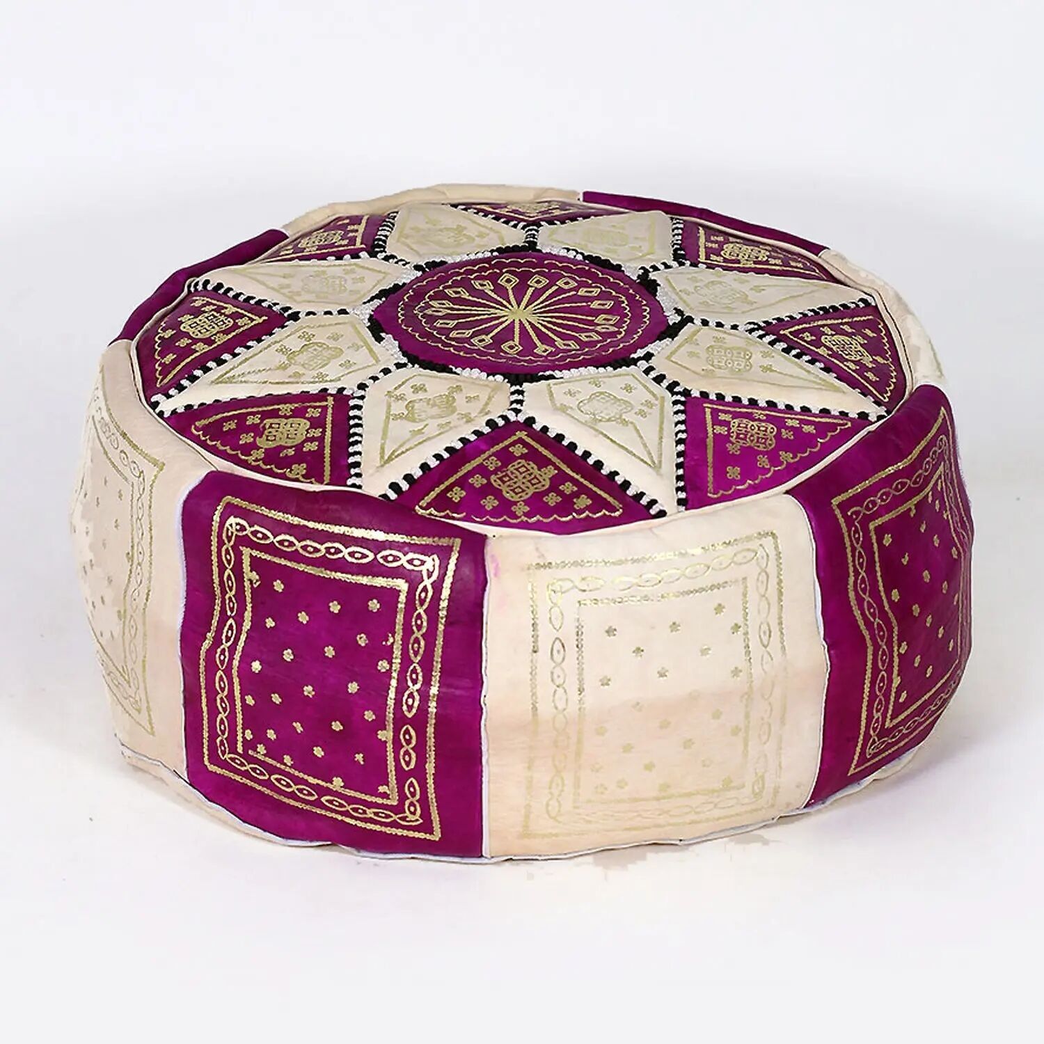 Handcrafted Moroccan Leather Pouf – Artisan Ottoman