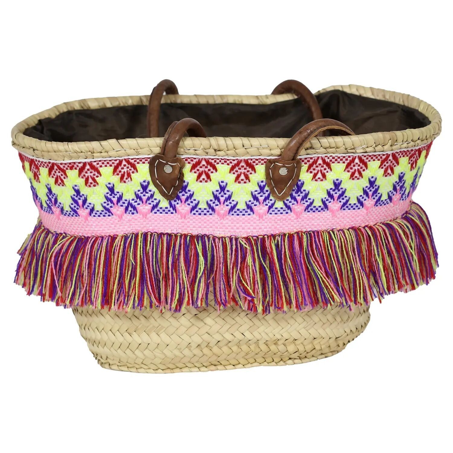 Sparkling Artisan Moroccan Basket – Hand-Embellished Eco-Friendly Storage