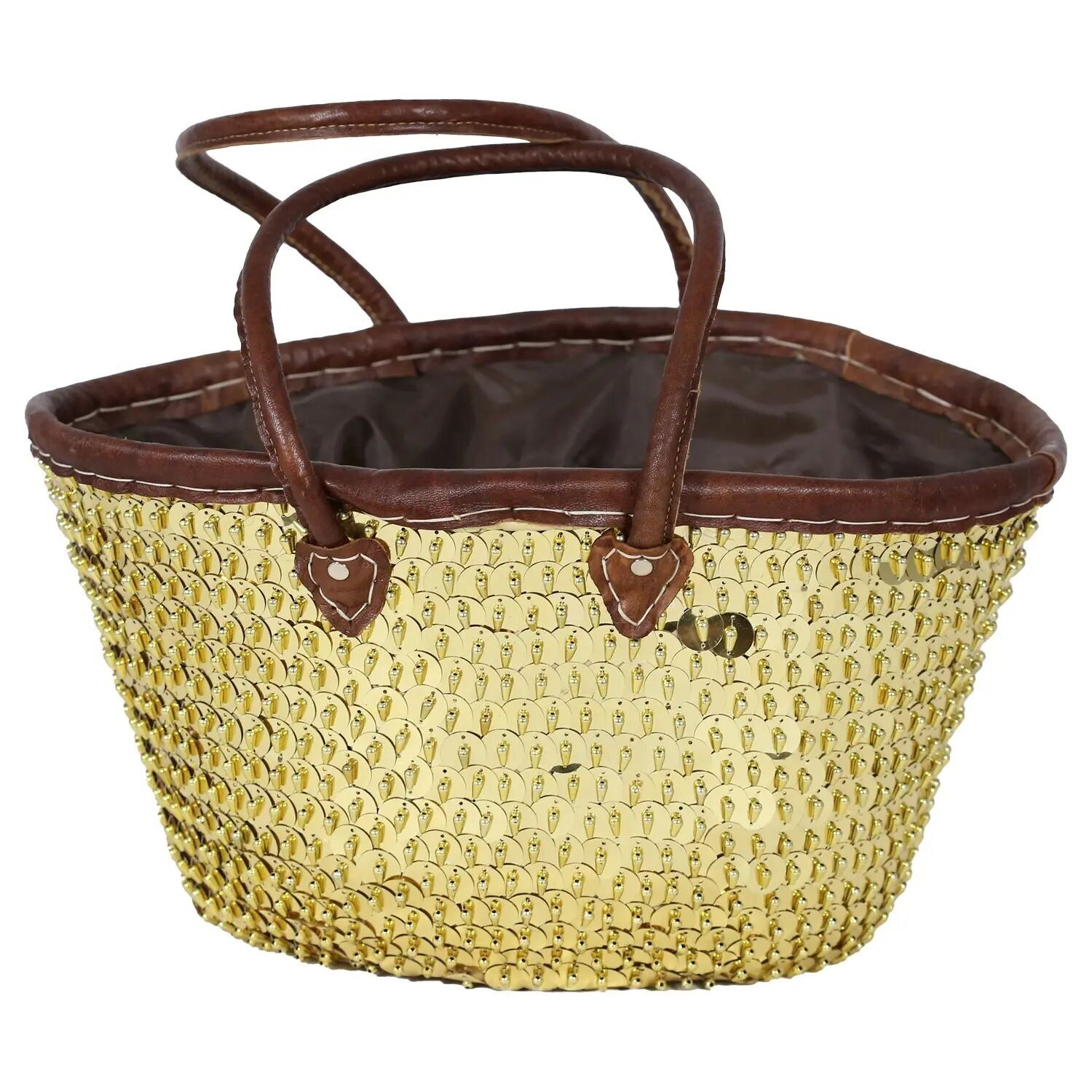 Artisan Shimmer Moroccan Basket – Sustainable Palm Leaf & Hand-Stitched Decor