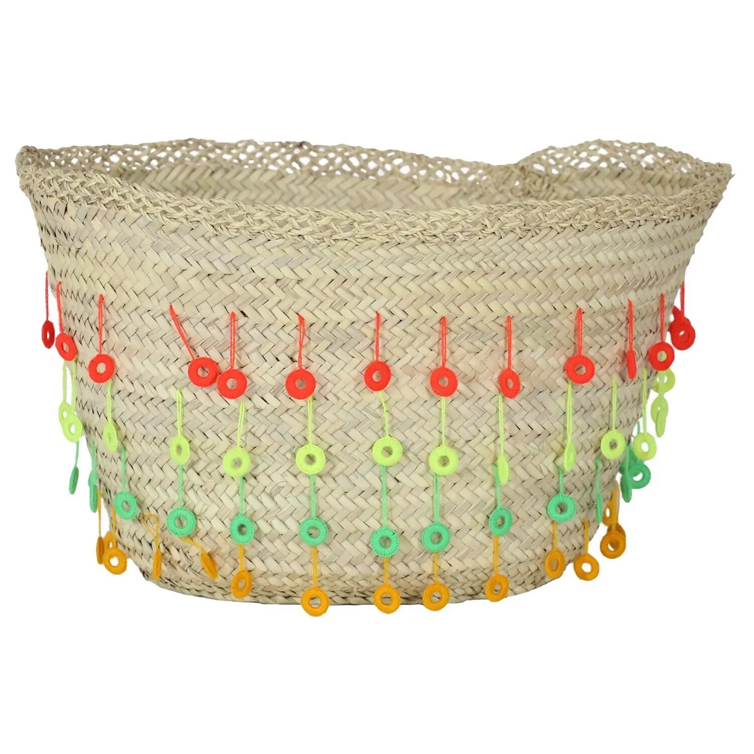 Moroccan Braided Palm Leaf Basket – Handcrafted Eco-Friendly Storage