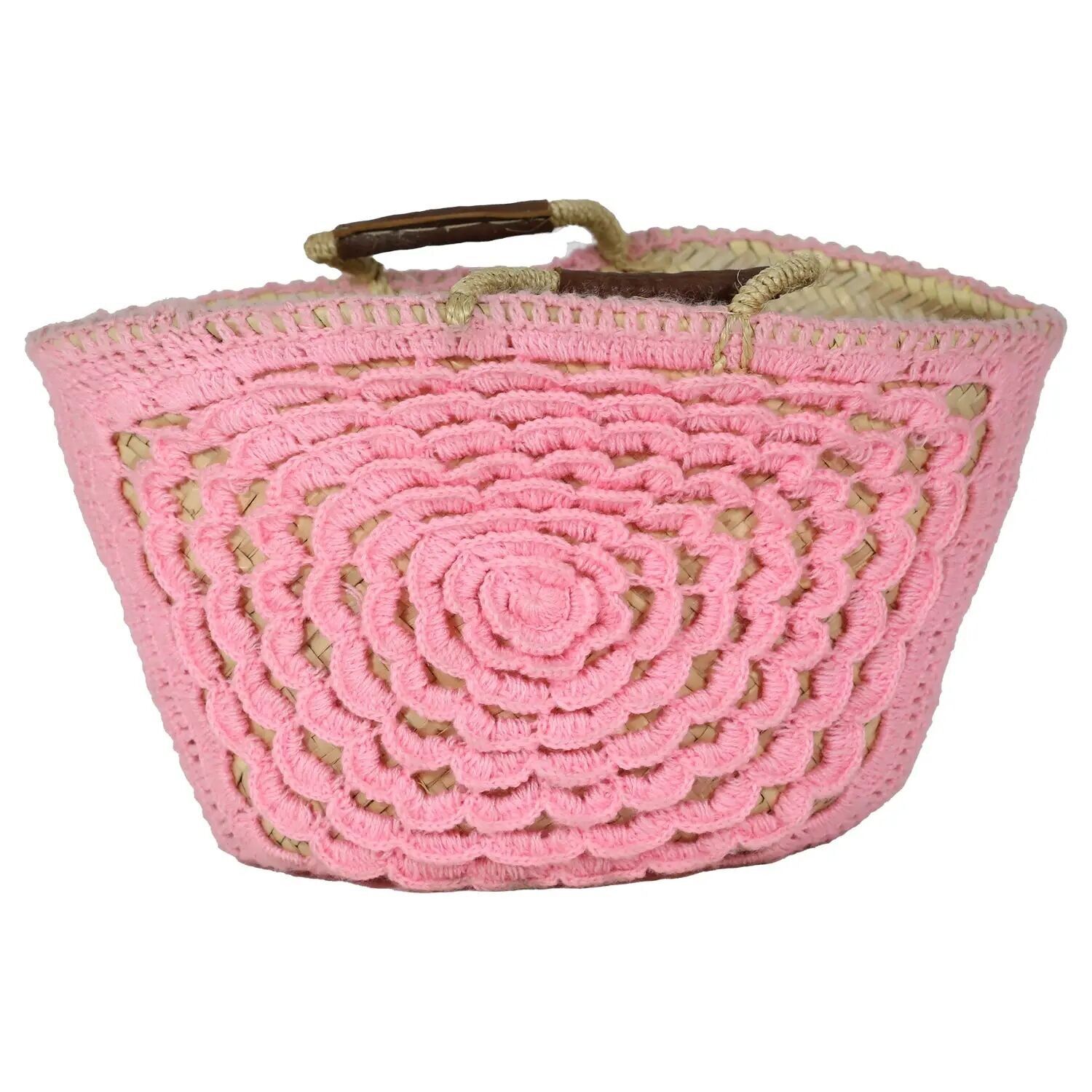 Artisan Moroccan Wool-Embellished Tote – Handcrafted Berber Craft