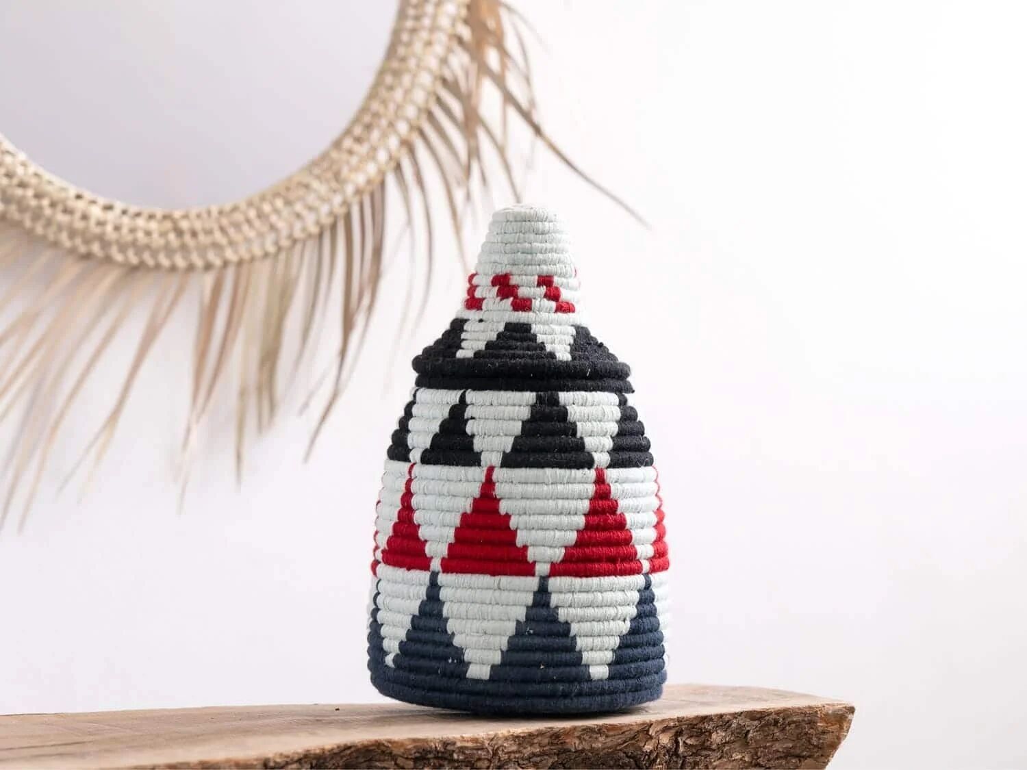 Artisan Moroccan Embellished Basket – Handwoven Sustainable Decor