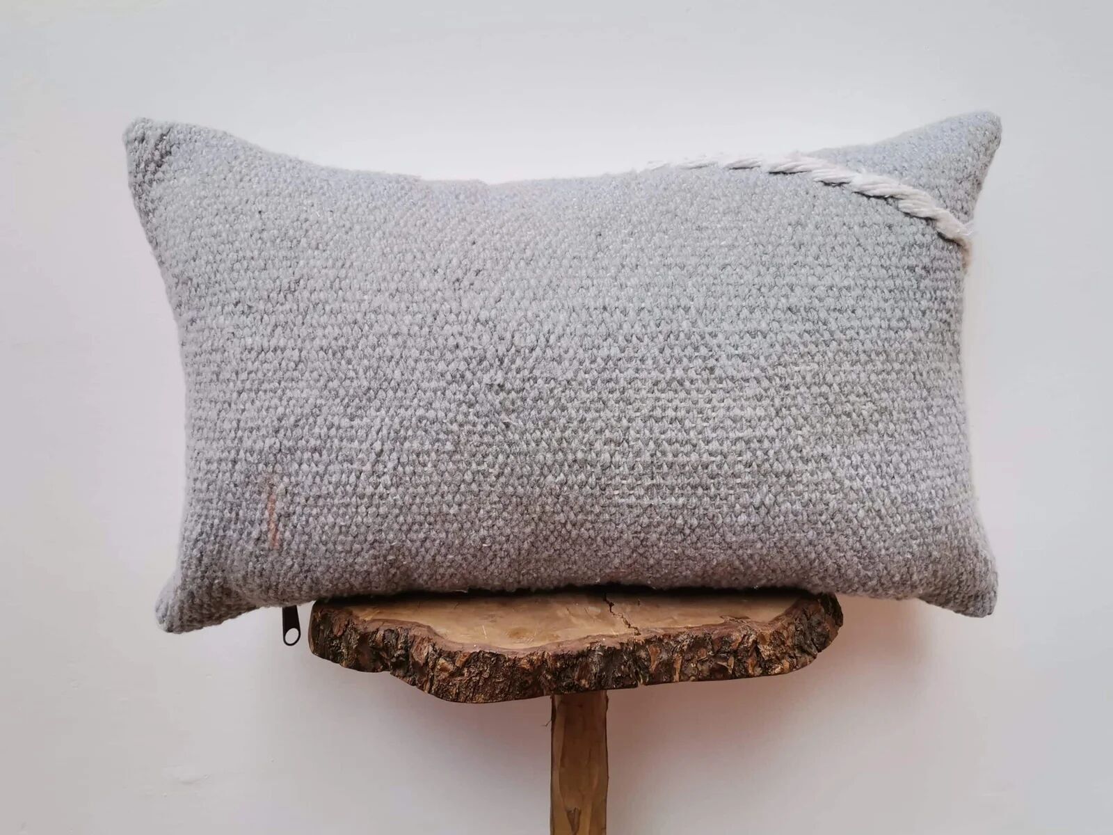 Artisan Moroccan Lumbar Pillow – Handwoven Neutral Berber Textile