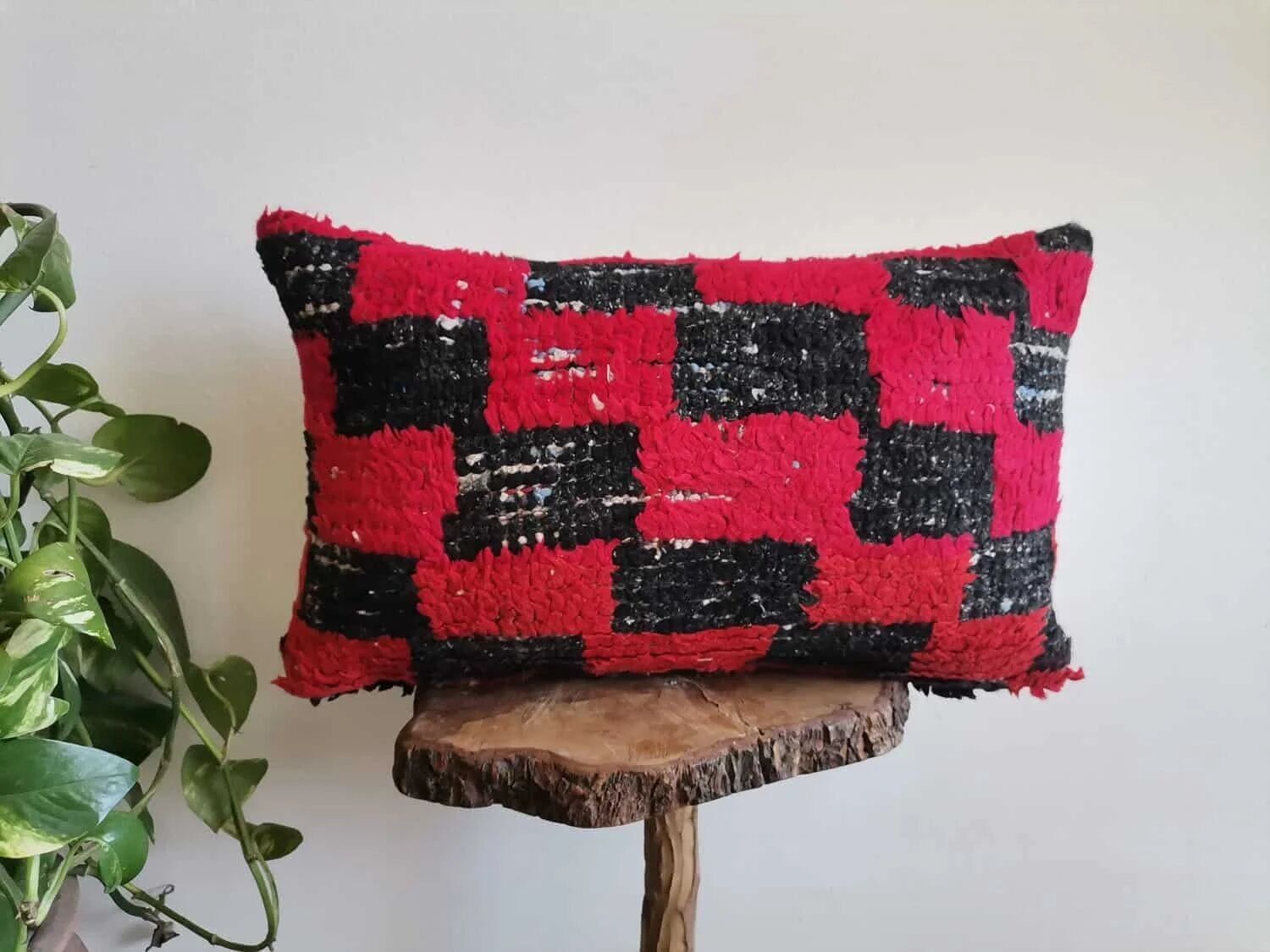 Artisan Moroccan Lumbar Cushion – Handwoven Berber Statement Piece