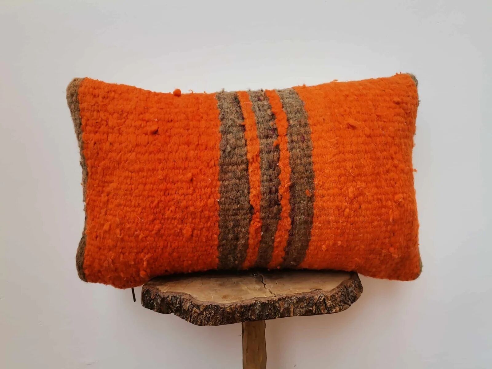 Artisan Moroccan Wool Lumbar Pillow – Handwoven Berber Statement