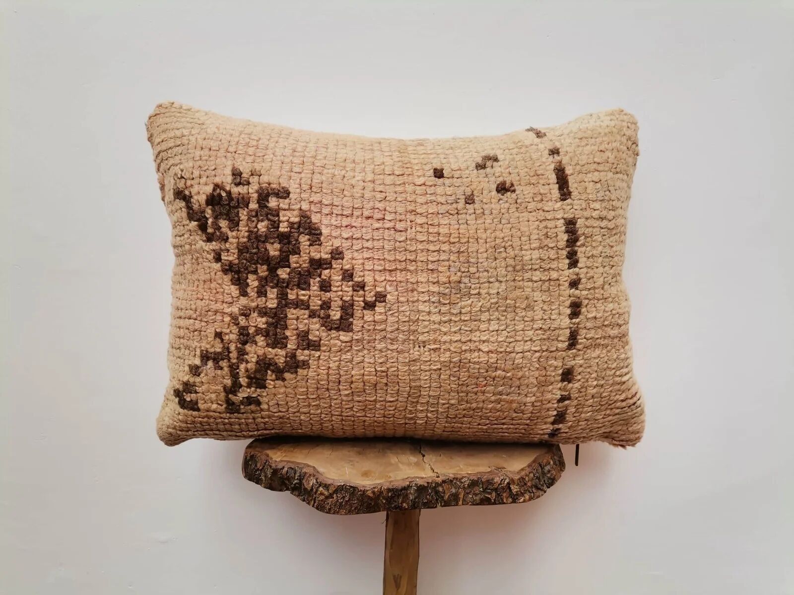 Artisan Moroccan Wool Lumbar Pillow – Handwoven Berber Statement