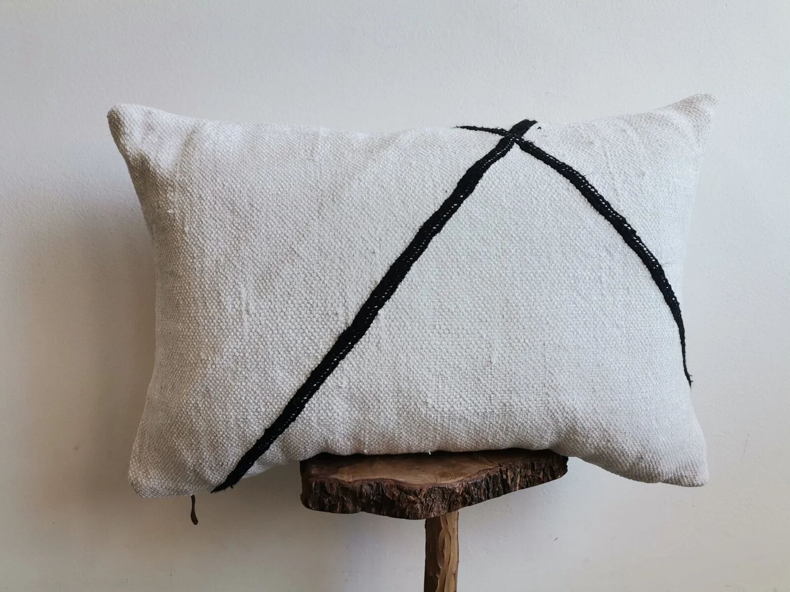 Artisan Moroccan Oversized Lumbar Pillow – Handwoven Tonal Cotton Accent