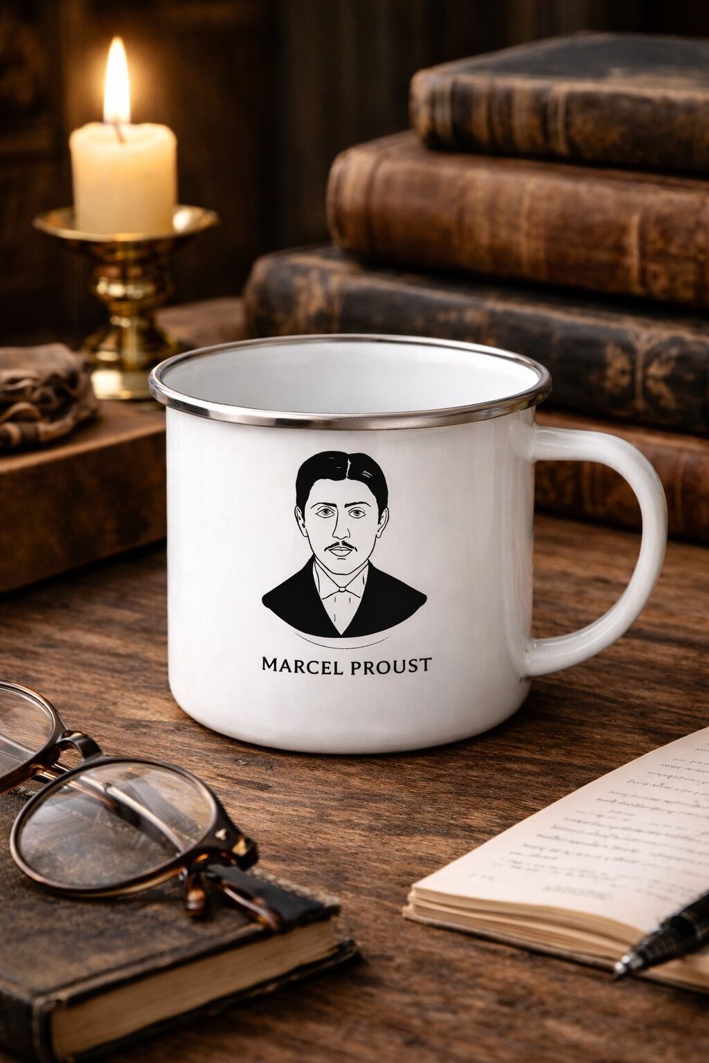 MUG ÉMAILLÉ RETRO MARCEL PROUST (EN BOÎTE CADEAU)