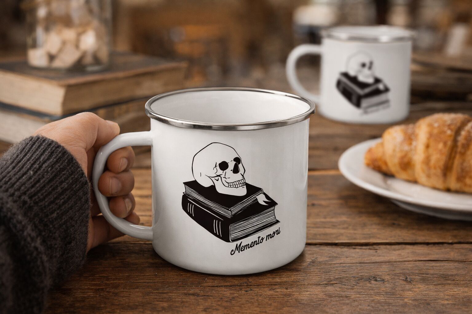 MUG ÉMAILLÉ RETRO MEMENTO MORI (AVEC SA BOÎTE CRAFT)