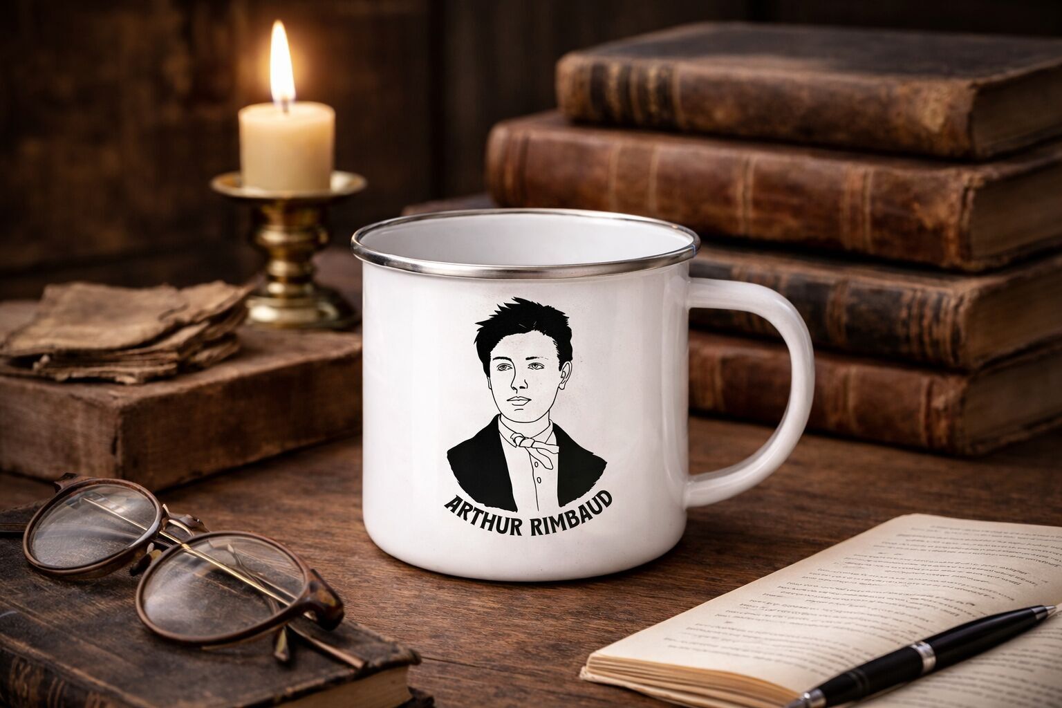 MUG ÉMAILLÉ RETRO ARTHUR RIMBAUD(AVEC SA BOÎTE CRAFT)
