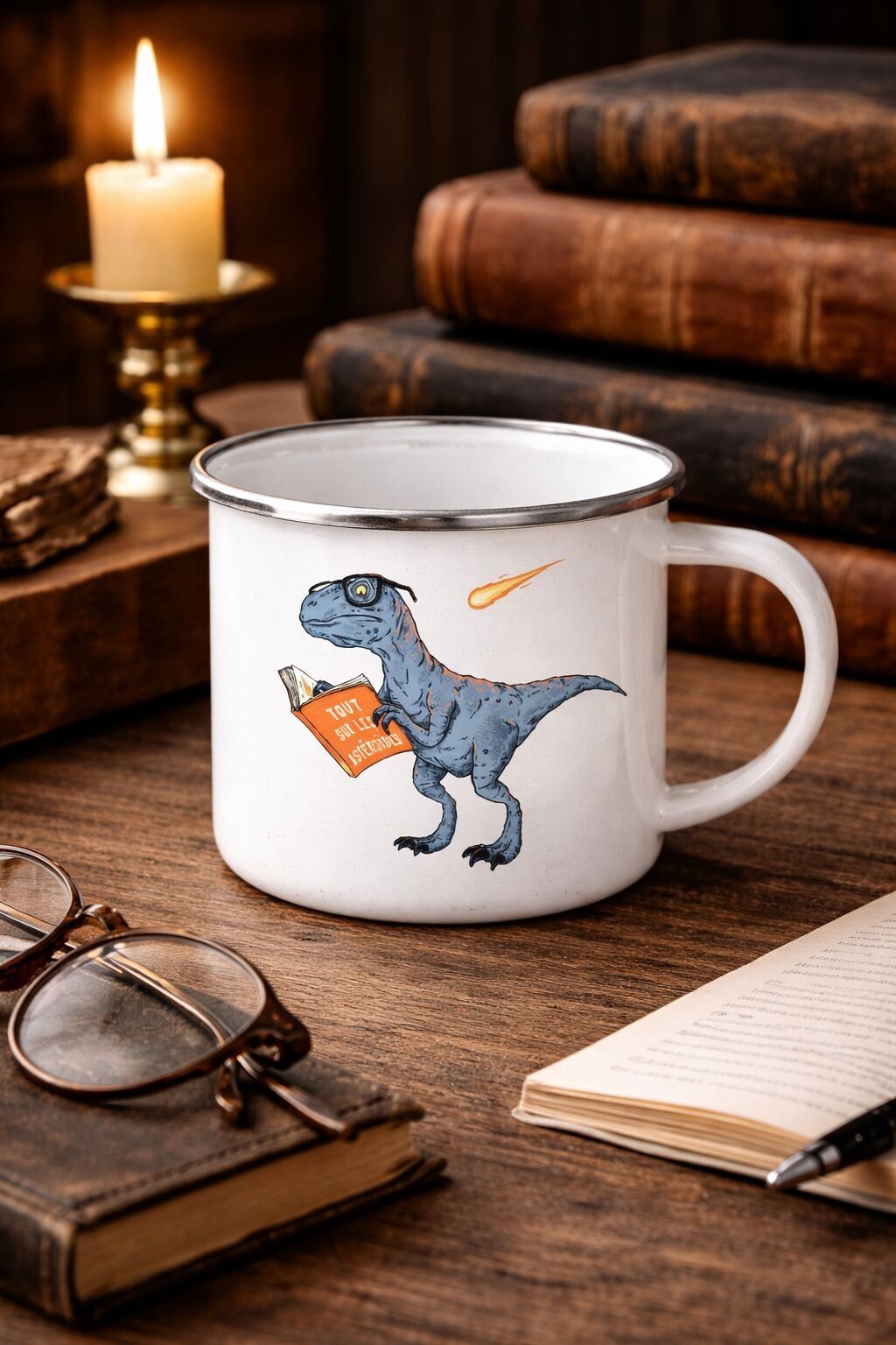 MUG ÉMAILLÉ RETRO DINOS LOVE ASTEROIDS (AVEC SA BOÎTE CADEAU)