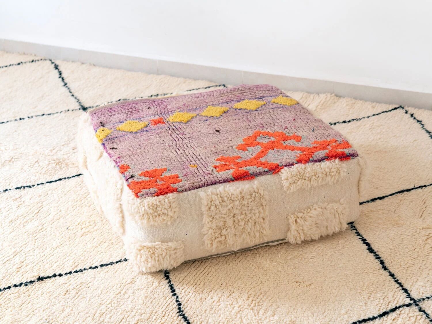Artisan Moroccan Ottoman – Oversized Handwoven Wool Kilim Seating