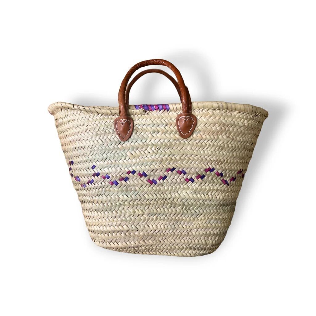 Heydi – Handcrafted Moroccan Wicker Basket with Geometric Weave