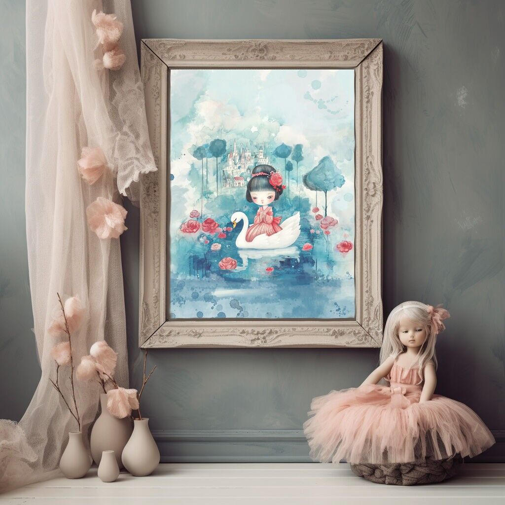 Swan Girl – Poster illustrativo per bambini (A3)