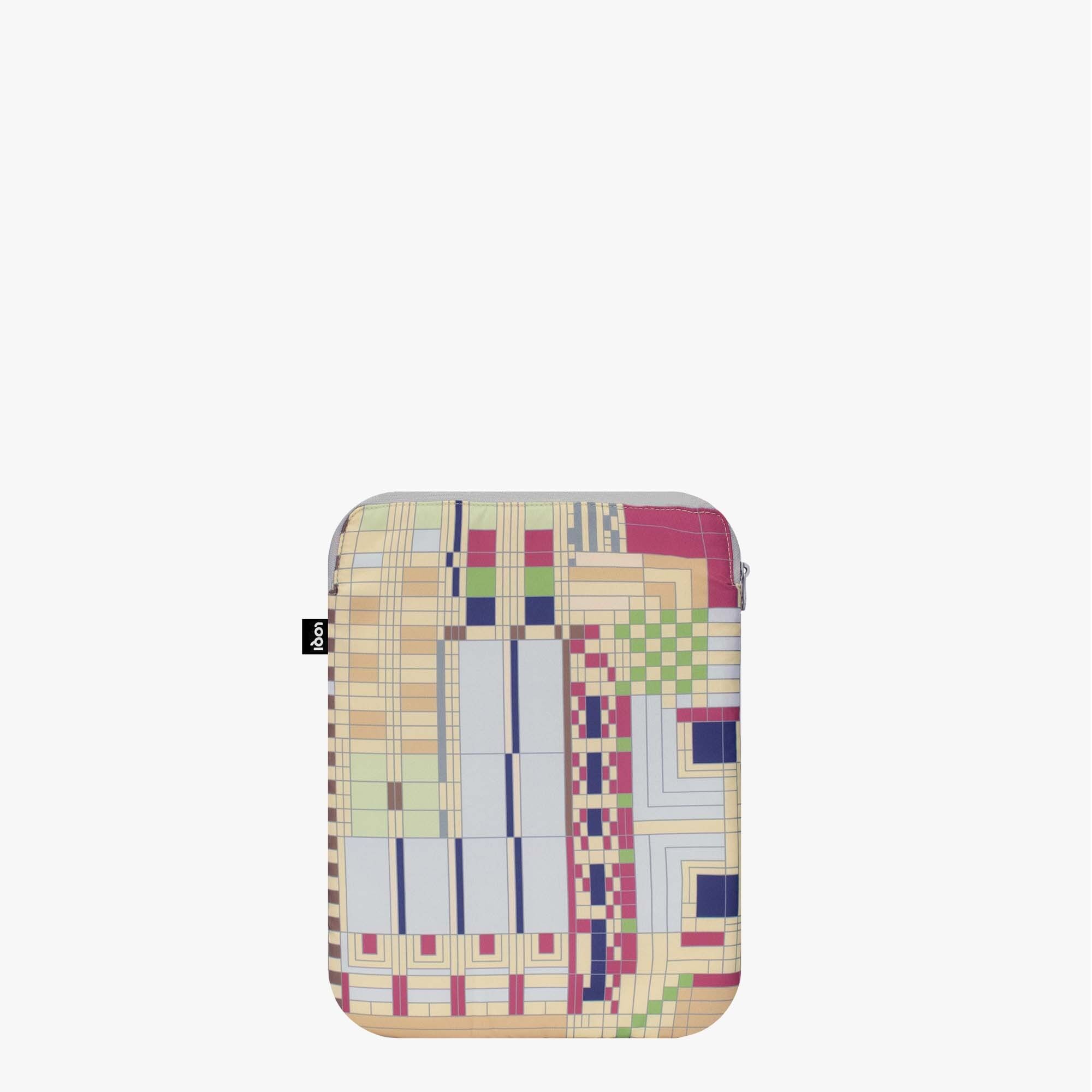 Funda para portátil reciclada de Frank Lloyd Wright con diseño de ventanas antiguas