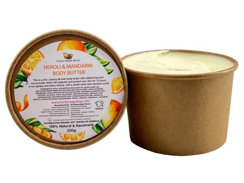 Neroli & Mandarin Rich Body Butter,  Kraft Paper Tub 250g