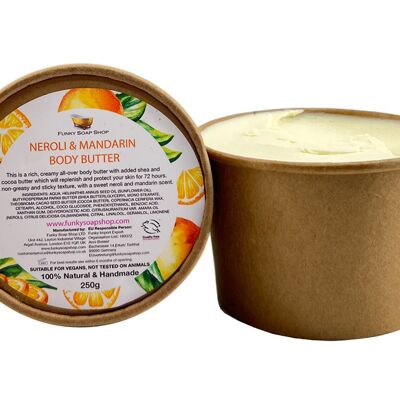 Neroli & Mandarin Rich Body Butter,  Kraft Paper Tub 250g