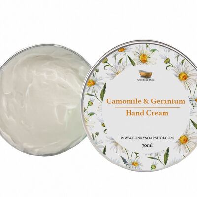 Crème Mains Camomille & Géranium au Beurre de Karité, 1 Pot de 70g
