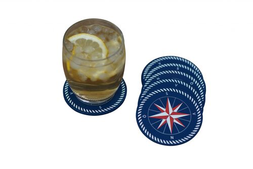 Coaster Compass Rose :: Anti slip with heat-resistant print 6-pack